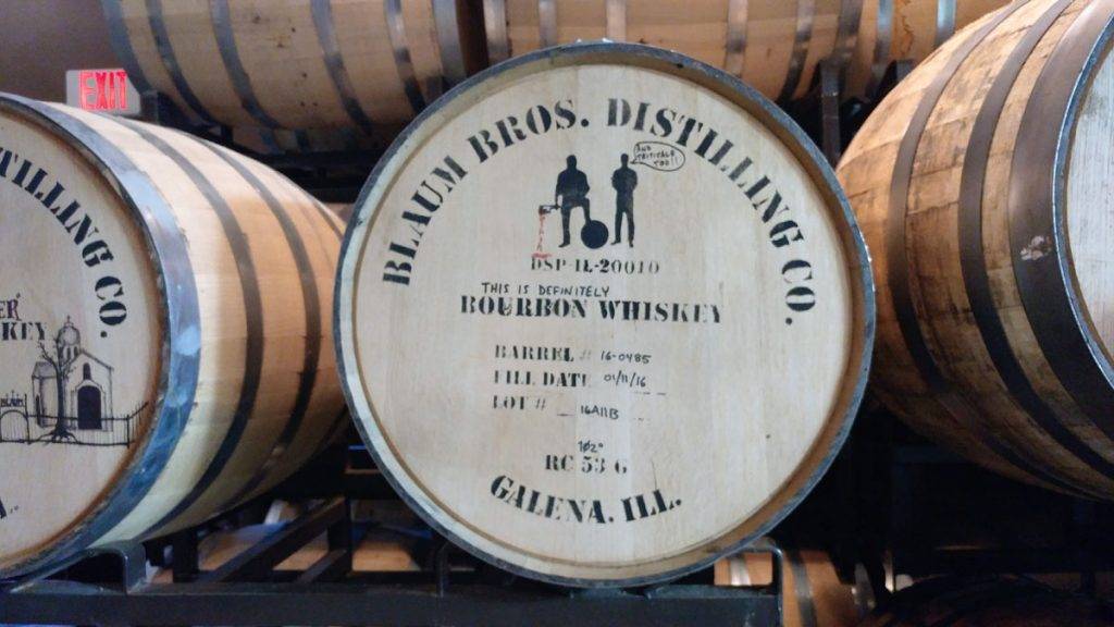 Whiskey barrel at Blaum Brothers Distilling Company in Galena