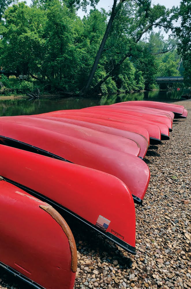 Trading Post red canoes, one of many things to do in Shipshewana